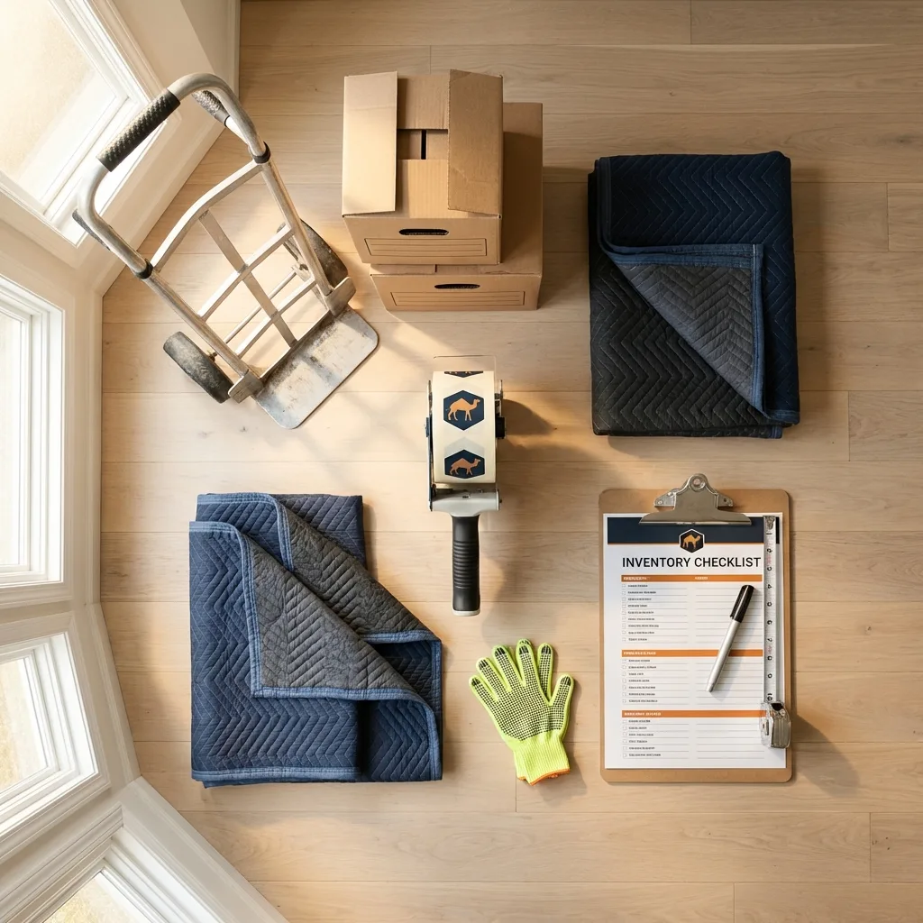 Professional moving supplies and packing materials layout for Lake Mills residential relocations